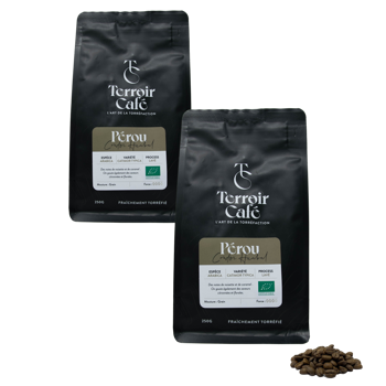 Caffè in grani - Perù Biologico, Condor Huabal 1kg - Pack 2 × Chicchi Bustina 1 kg