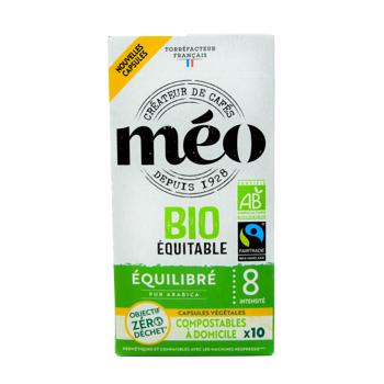 Café Méo Capsules Compostables Biologique Equitable Equilibre X10 10 Boites En Carton Compatible Nespresso - Capsule 53 g