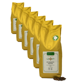 ETTLI Kaffee Café En Grains - Nicaragua Single Origin - 250G - Pack 6 × Grains Pochette 250 g