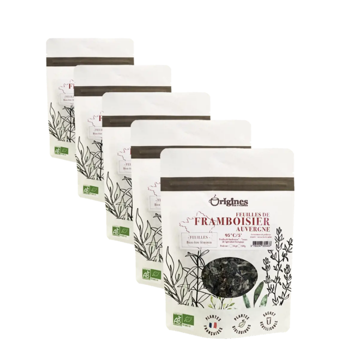 Infusion Bio Feuilles de framboisier - Sachet 50g by Origines Tea&Coffee