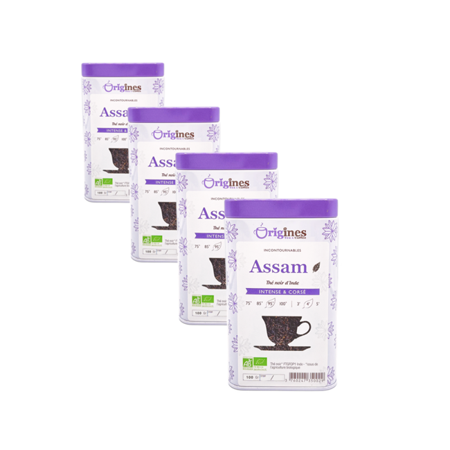 Schwarzer Tee Bio Metall-Box- Assam - Indien - 100g by Origines Tea&Coffee