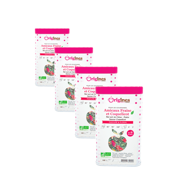 Tè Verde Bio in Scatola di Metallo - Amicaux Fraise et Coquelicot Chine - 100g by Origines Tea&Coffee