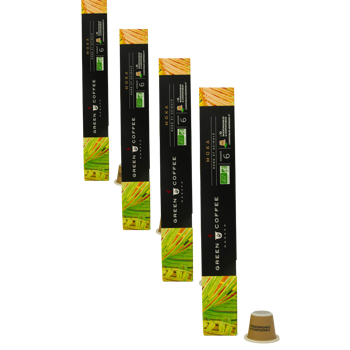 Green Coffee Monaco Capsules Moka Bio Compatibles Nespresso - x10 - Pack 4 × Capsules 100% biodégradables compatibles avec Nespresso.