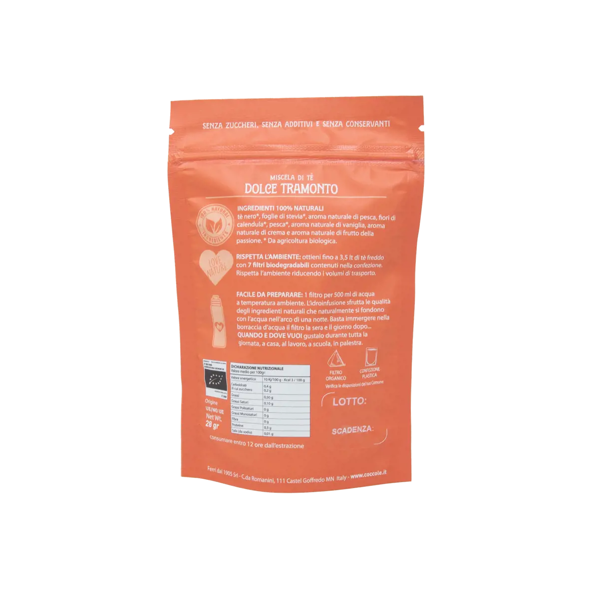 Secondo immagine del prodotto Infuso alla frutta - Dolce tramonto - 7 filtri by Tè con te