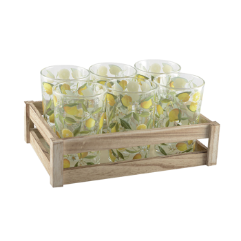Aulica Set De 6 Verres Citron Avec Panier - 
