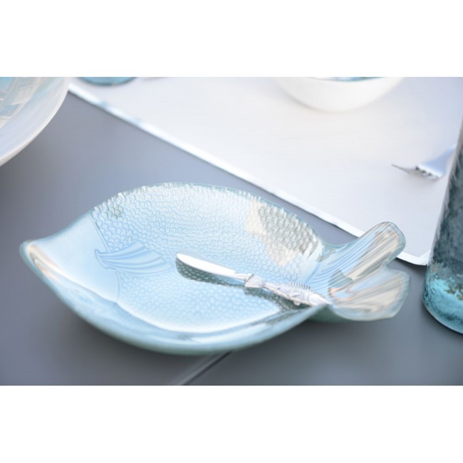 Zweiter Produktbild Glasschale in Fischform Hellblau - Groß by Aulica