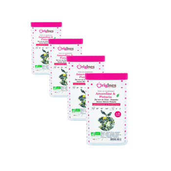 Tè Verde Bio in scatola di metallo - Amandine et Pistacia Chine - 100g - Pack 4 × Scatola di metallo 100 g