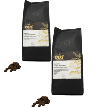 Cafe En Grain EOS Kaffeerösterei Sumatra Mandhelling Gayo 1 Kg - Pack 2 × Grains Pochette 1 kg