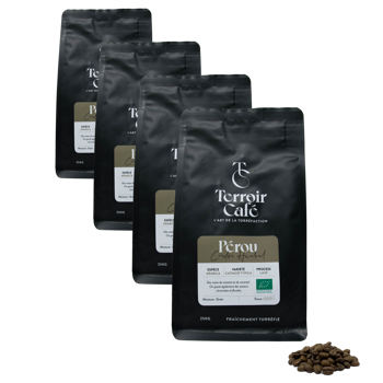 Caffè in grani - Perù Biologico, Condor Huabal 250g - Pack 4 × Chicchi Bustina 250 g
