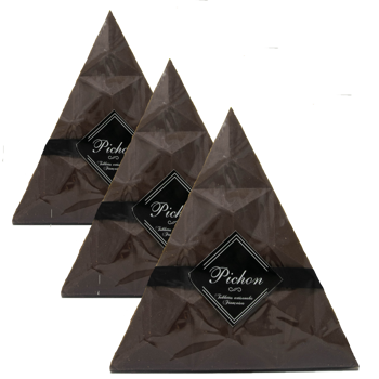 Pichon - Tablette Lyonnaise Triangle Chocolat Noir Bio Boite En Carton 80 G - Pack 3 × Boîte en carton 80 g