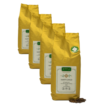 Caffè in grani - Liscia e leggera con caffeina - 500g - Pack 4 × Chicchi Bustina 500 g