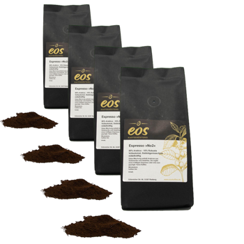 EOS Kaffeerösterei Espresso No2 Moulu Espresso- 500 G - Pack 4 × Moulu Espresso Pochette 500 g