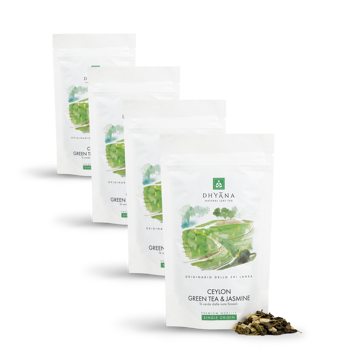 Dhyana Ceylon Green Tea Jasmine 75 G - 75 G - Pack 4 × Pochette 75 g