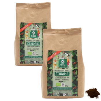 Café moulu - Forêt Ethiopie Bench Maji 100% Arabica - 500g - Pack 2 × Moulu Aeropress Pochette 500 g