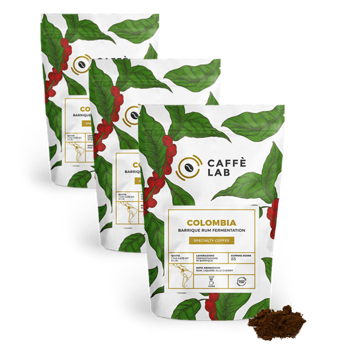 CaffèLab Cafe Colombia Rum Barrique Filtre Moulu Filtre - 250 G - Pack 3 × Moulu Filtre Pochette 250 g