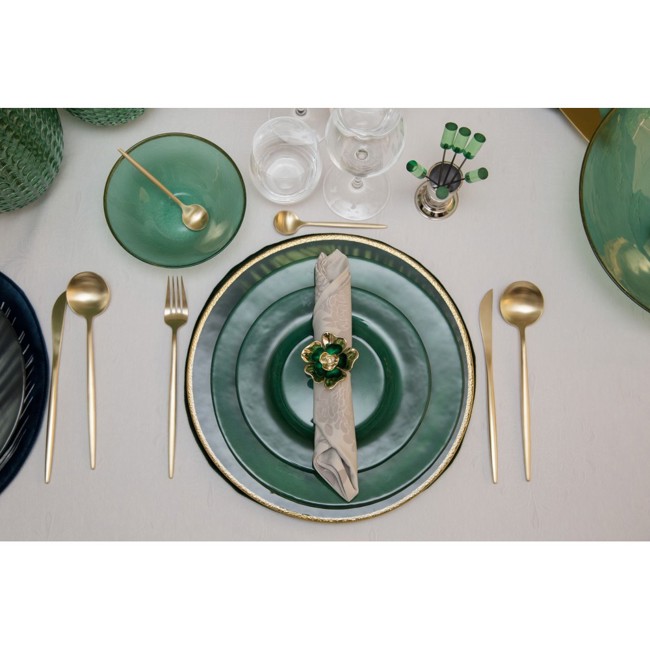 Secondo immagine del prodotto Set di 6 piatti di vetro verde chiaro by Aulica