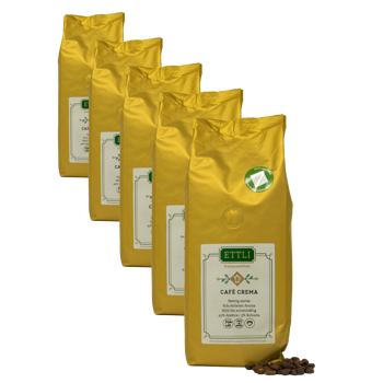 Ettli Kaffee Café En Grain - Cafè Crema - 250G - Pack 5 × Grains Pochette 250 g