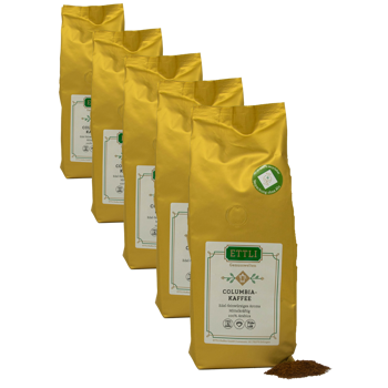 Caffè macinato - Caffè Colombia - 250g - Pack 5 × Macinatura Espresso Bustina 250 g