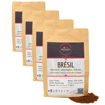 BRÉSIL - Pack 4 × Mahlgrad Espresso Beutel 250 g