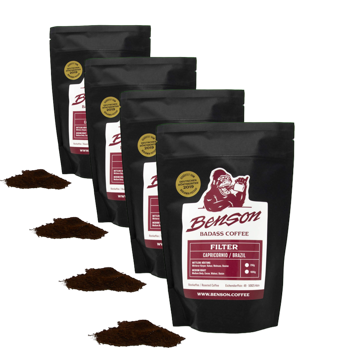 Benson Cafe Moulu Capricornio Filtre 250G Moulu Espresso - 250 G - Pack 4 × Moulu Espresso Pochette 250 g