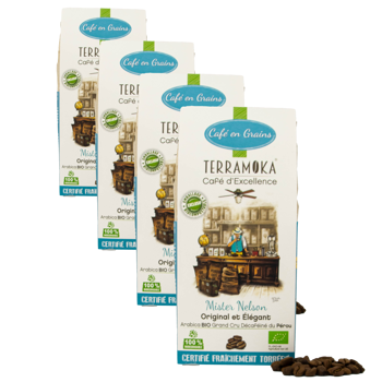 Caffè in grani - Mister Nelson - 200g - Pack 4 × Chicchi Scatola di cartone 200 g