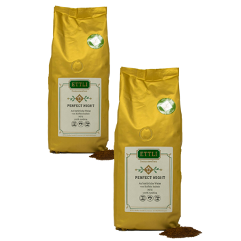 Gemahlener Kaffee - Perfect Night Entcoffeinierter Kaffee - 500g - Pack 2 × Mahlgrad Moka Beutel 500 g
