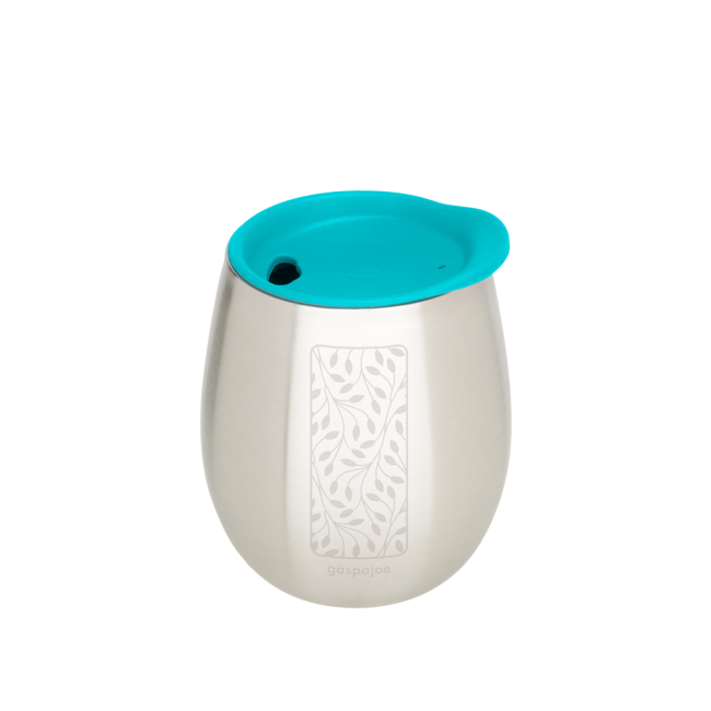 Gaspajoe Gobelet Isotherme Cosy 250Ml Inox Gravure Feuillage Couvercle Turquoise Amovible by Gaspajoe