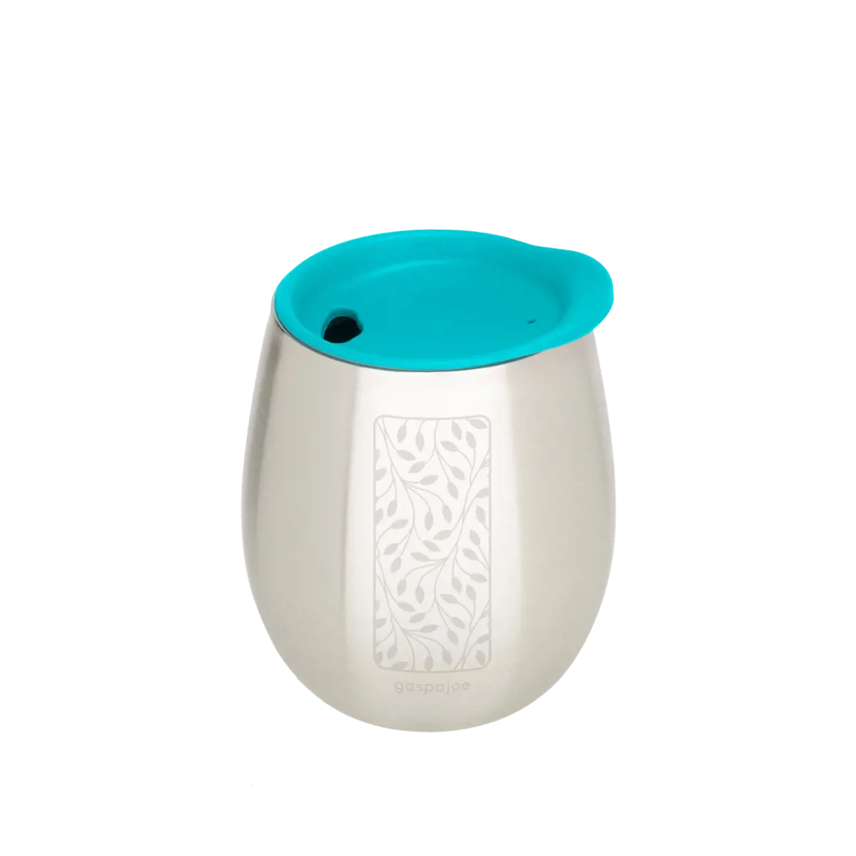Gaspajoe Gobelet Isotherme Cosy 250Ml Inox Gravure Feuillage Couvercle Turquoise Amovible by Gaspajoe