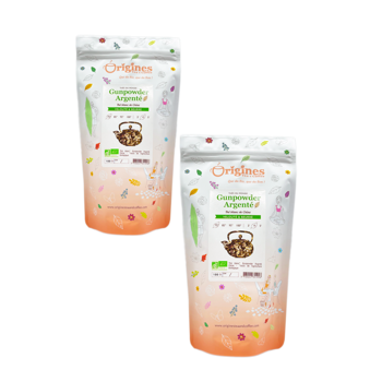Origines Tea&Coffee The Blanc Bio En Sachet Gunpowder Argente Chine 100G Sachets De The 100 G - Pack 2 × Pochette 100 g