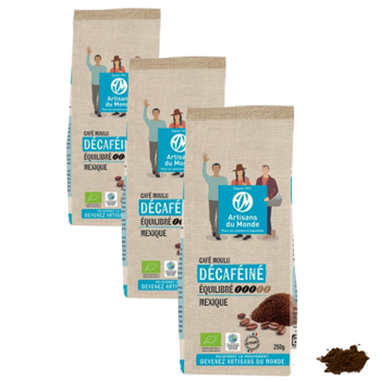 Café moulu - Mexique décaféiné 100% Arabica - 250g - Pack 3 × Moulu Aeropress Pochette 250 g