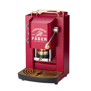 FABER Kaffeepadmaschine - Pro Deluxe Cherry Red Zodiac, Messing 1,3 l - ESE (44mm) kompatibel