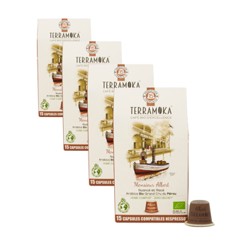 Terramoka Monsieur Albert Capsules 15 Capsules - Pack 4 × 15 Capsules compatible Nespresso®