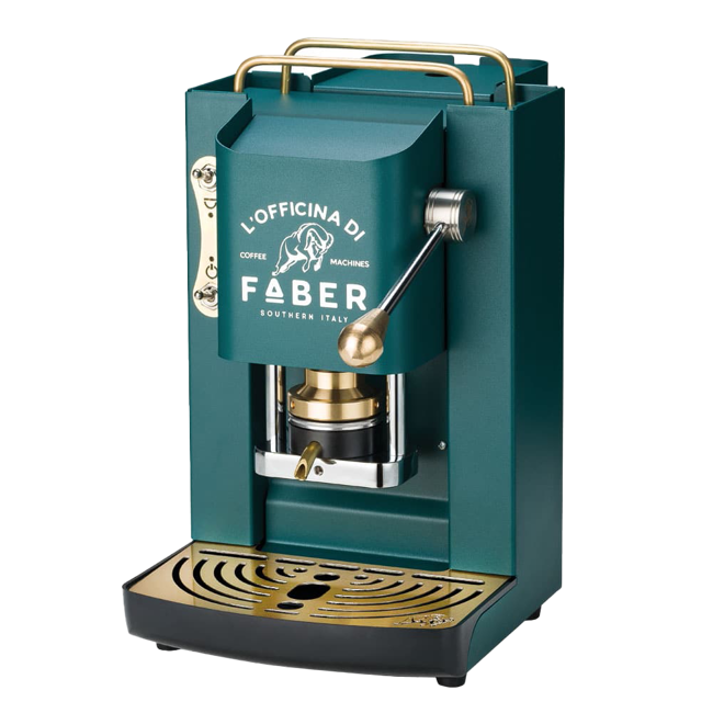 Secondo immagine del prodotto FABER Macchina da Caffè a cialde - Pro Deluxe British Green Ottonato 1,3 l by Faber