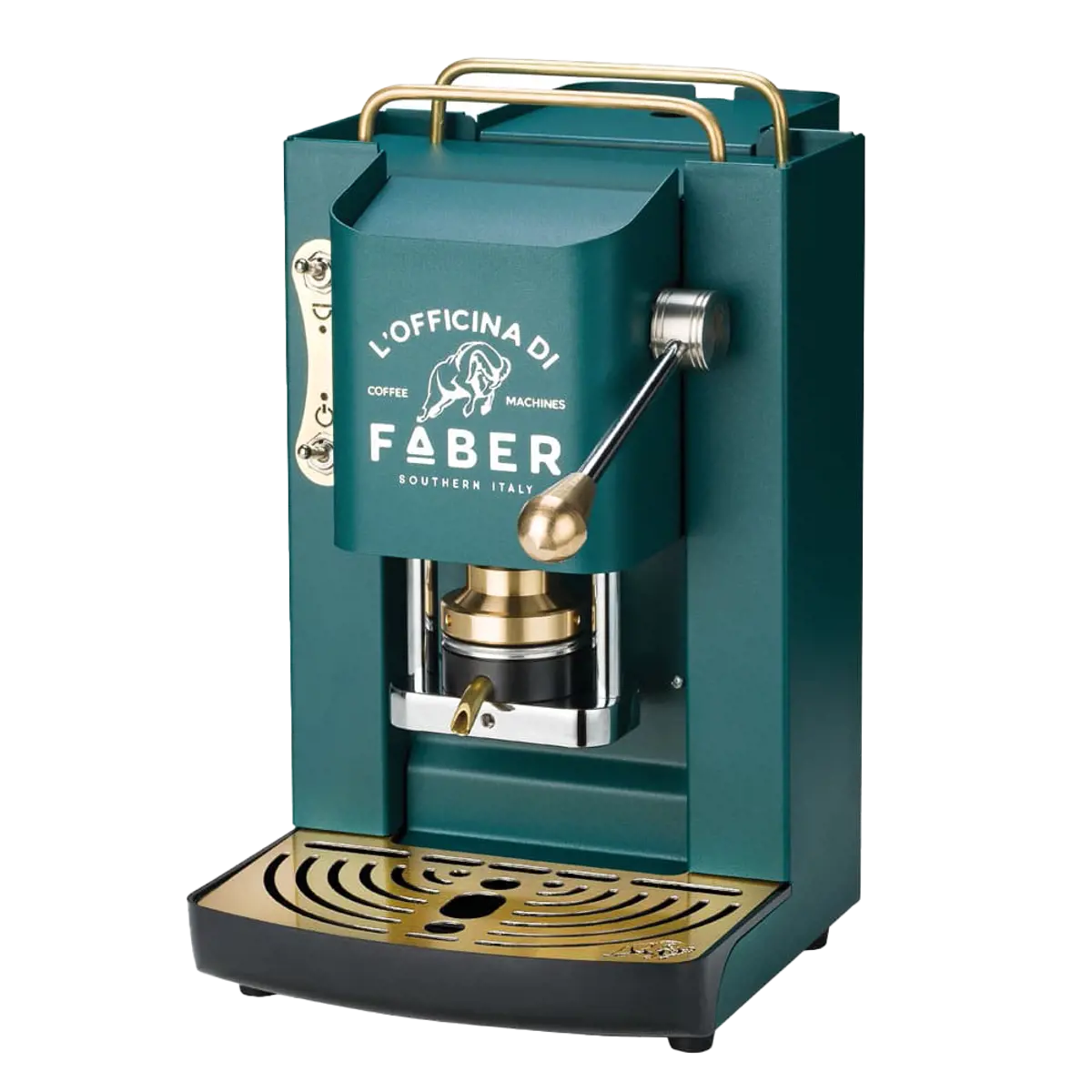 Secondo immagine del prodotto FABER Macchina da Caffè a cialde - Pro Deluxe British Green Ottonato 1,3 l by Faber