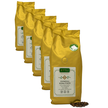 Caffè in grani - Espresso Roma Forte - 250g - Pack 5 × Chicchi Bustina 250 g