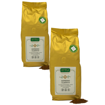Gemahlener Kaffee - Espresso Classico - 500g - Pack 2 × Mahlgrad Moka Beutel 500 g