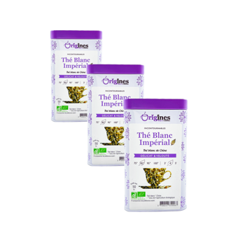 Weißer Tee Bio Metall-Box- Imperial - China - 50g - Pack 3 × Metall-Box 50 g