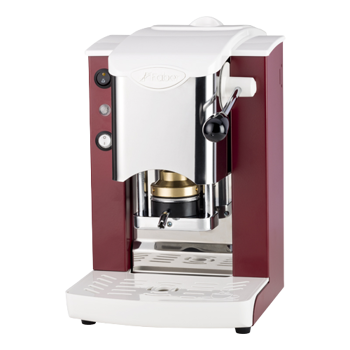 FABER Kaffeepadmaschine - Slot Inox White Burgunderrot 1,3 l - Pack 2 × ESE (44mm) kompatibel