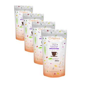 Origines Tea&Coffee The Noir Bio En Sachet Chai Convivial Ceylan 100G - 100 G - Pack 4 × Pochette 100 g