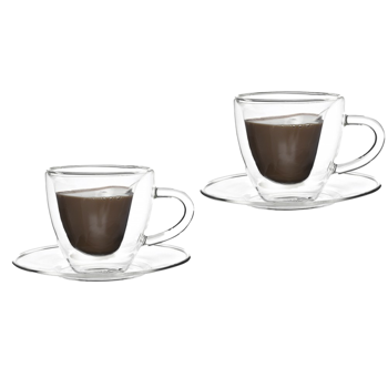 Aulica Set di 2 tazze da caffè a doppia parete deisgn cuore 150ml - 