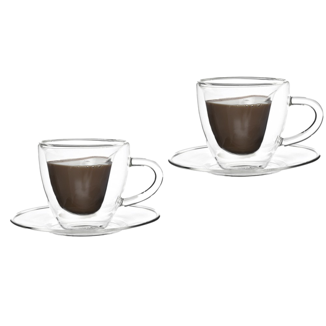 Aulica Set di 2 tazze da caffè a doppia parete deisgn cuore 150ml by Aulica