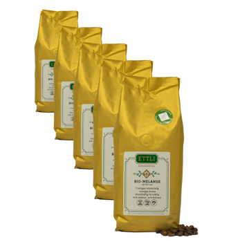 Ettli Kaffee Café En Grains - Bio Mélange - 250G - Pack 5 × Grains Pochette 250 g