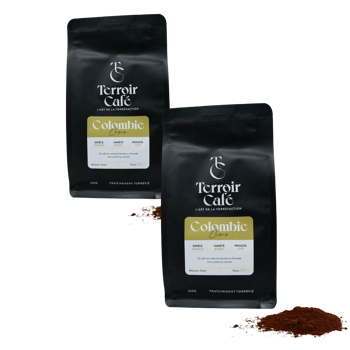 Gemahlener Kaffee - Kolumbien, Huila Choco 1kg - Pack 2 × Mahlgrad Aeropress Beutel 1 kg