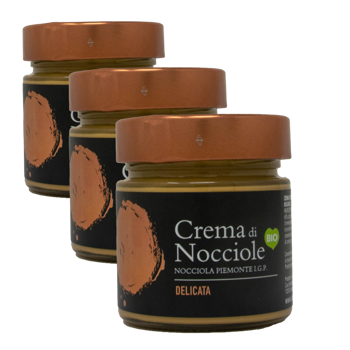 Crema di Nocciole DELICATA 250 g - Pack 3 × Barattolo di vetro 250 g