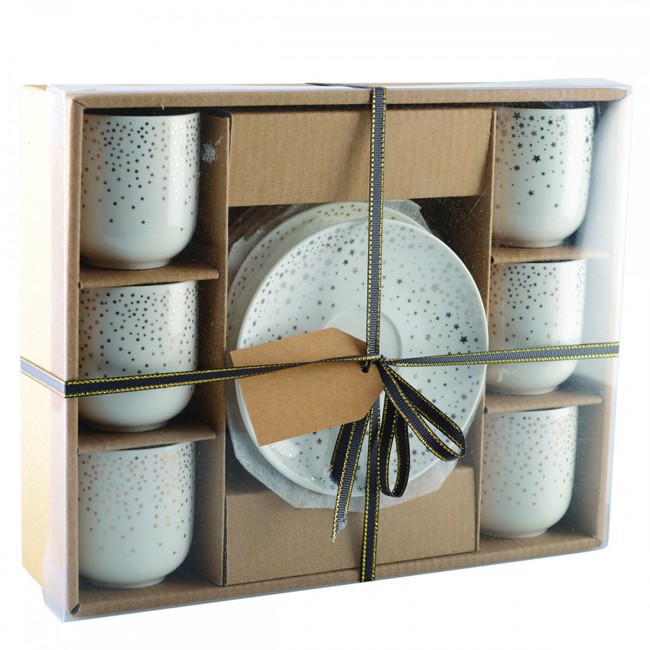 Terzo immagine del prodotto Set di 6 tazze da caffè 90ml con puntini dorati by Aulica