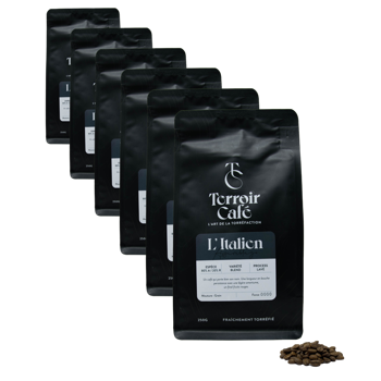 Kaffeebohnen - Die Italienische-Zusammenstellung - 250g - Pack 6 × Bohnen Beutel 250 g