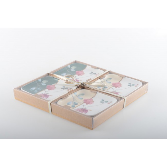 Dritter Produktbild Quadratischen Schalen mit Blumenmotiv - 4er-Set by Aulica