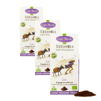 Terramoka Ines 250G Moulu Espresso - 250 G - Pack 3 × Moulu Espresso Boîte en carton 250 g