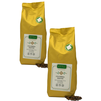 Ettli Kaffee Café En Grains - Café Colombia - 1Kg - Pack 2 × Grains Pochette 1 kg