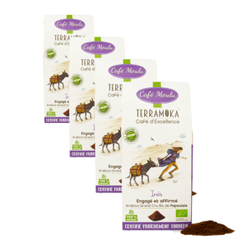 Caffè macinato - Inès - 250g - Pack 4 × Macinatura Aeropress Scatola di cartone 250 g